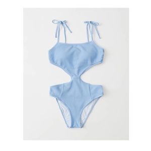 A&F Texture Cutout One Piece Swimsuit - Sz M, Blue